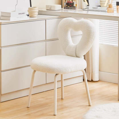 Nordic Heart Lambswool Wood Vanity Stool