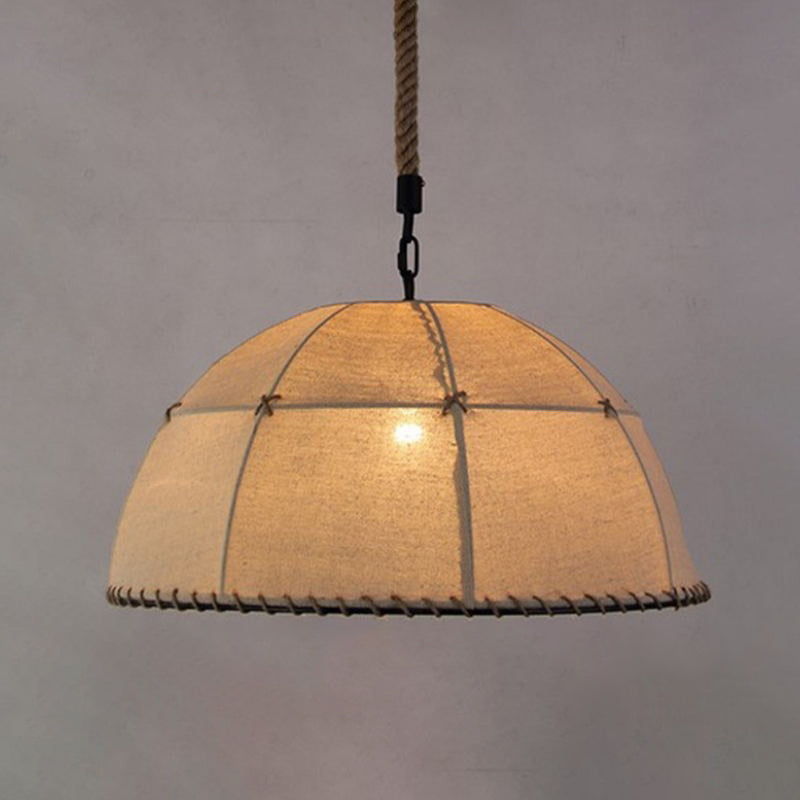 Traditional Rustic Fabric Semicircle Pendant Light