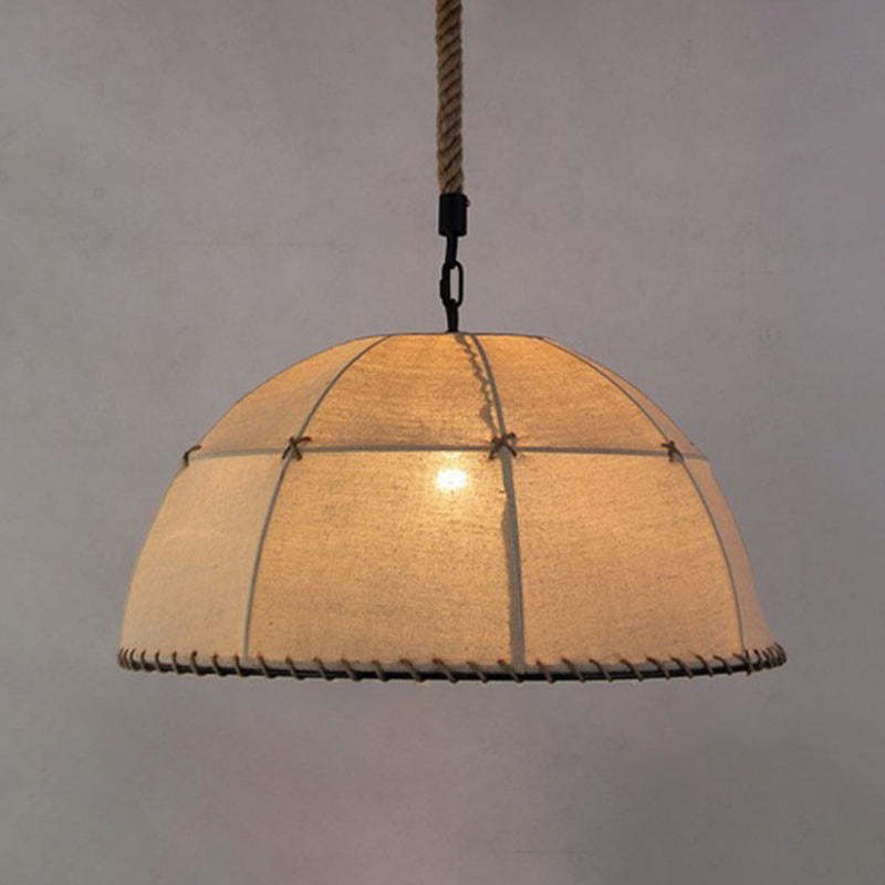 Traditional Rustic Fabric Semicircle Pendant Light