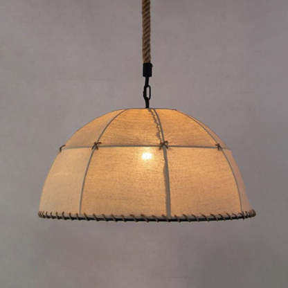 Traditional Rustic Fabric Semicircle Pendant Light