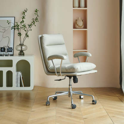 Minimalist Striped Upholstered Steel Desk Chair