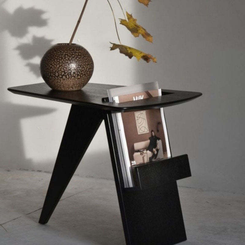 Minimalist Triangle Wood 1-Shelf Side Table