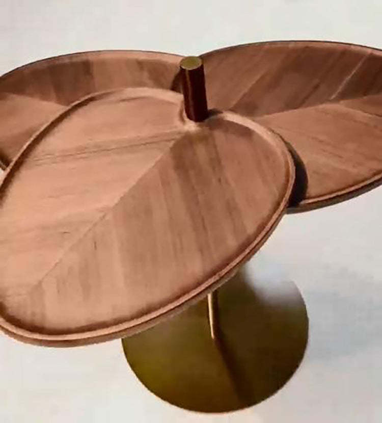 Contemporary Rotatable Wood Coffee Table 3-Tier