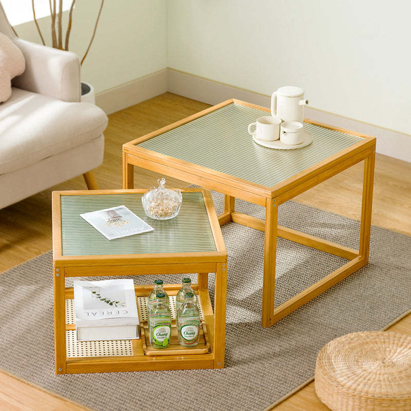 Japanese Square Wood Acrylic Coffee Table