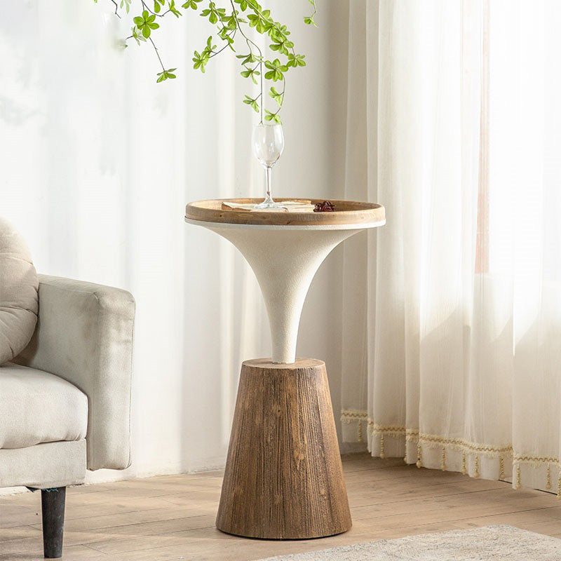 European Round Wood Iron Coffee Table — B