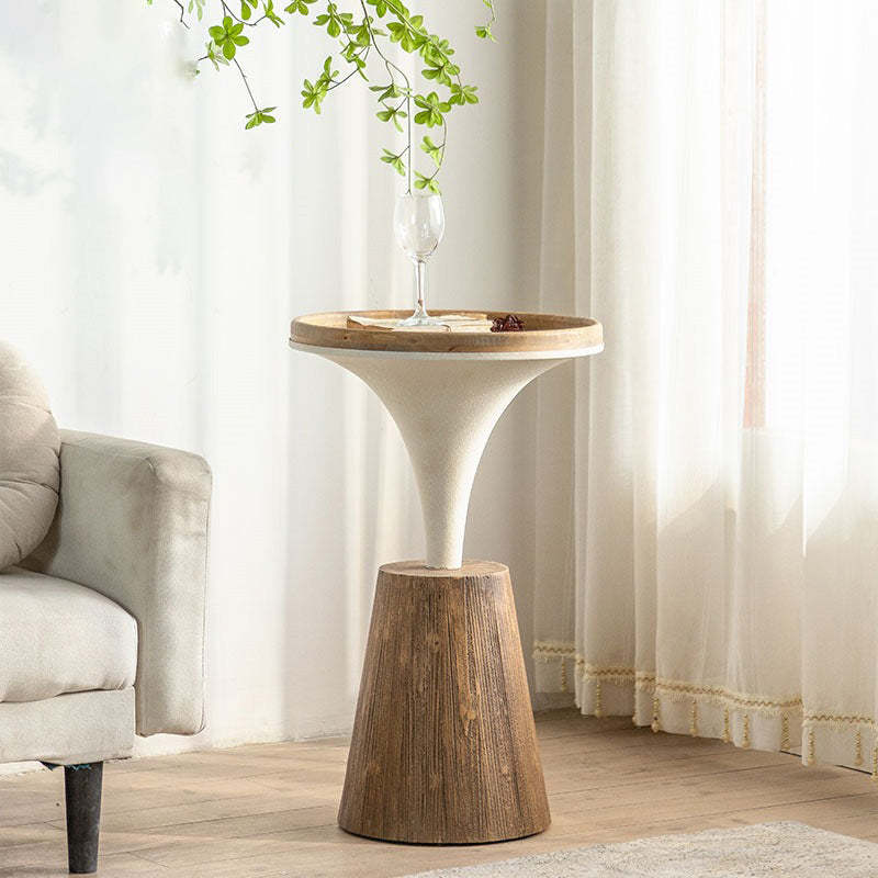 European Round Wood Iron Coffee Table — B