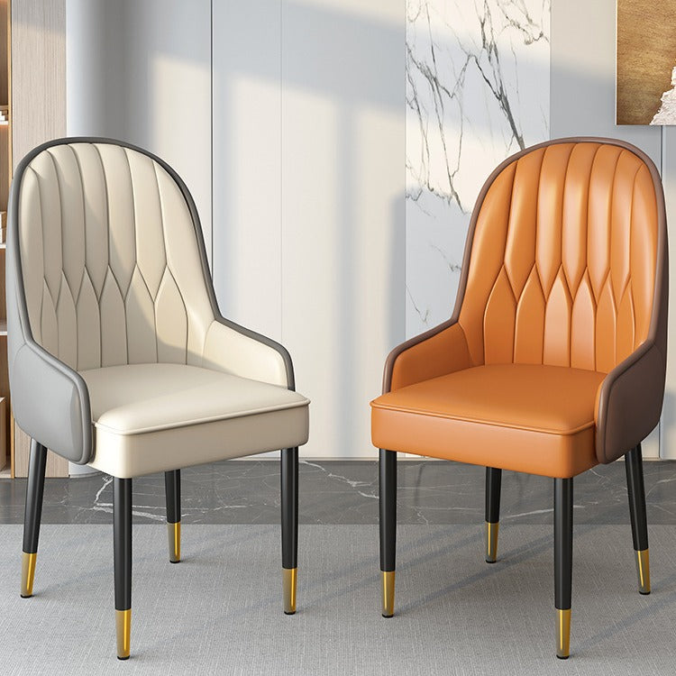 Modern Leather Steel Square Dining Chair