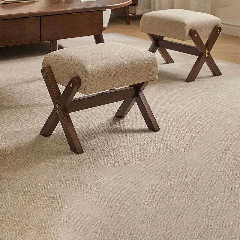 Chinese Rectangular Wood Fabric Backless Armless Chair