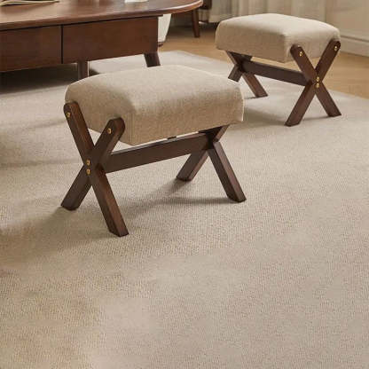 Chinese Rectangular Wood Fabric Backless Armless Chair