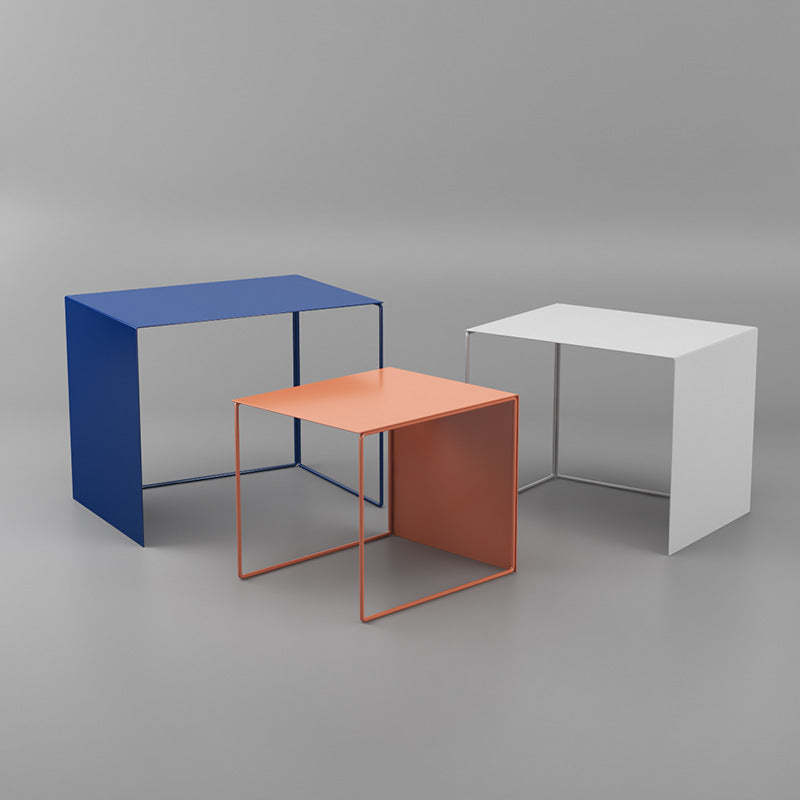 Minimalist Square Iron Nesting Side Table — Gray