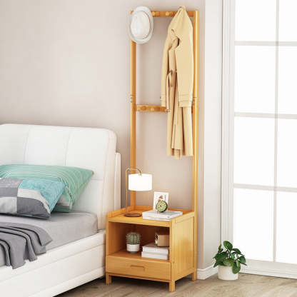 Minimalist Bamboo Coat Rack Nightstand 1/3-Drawer