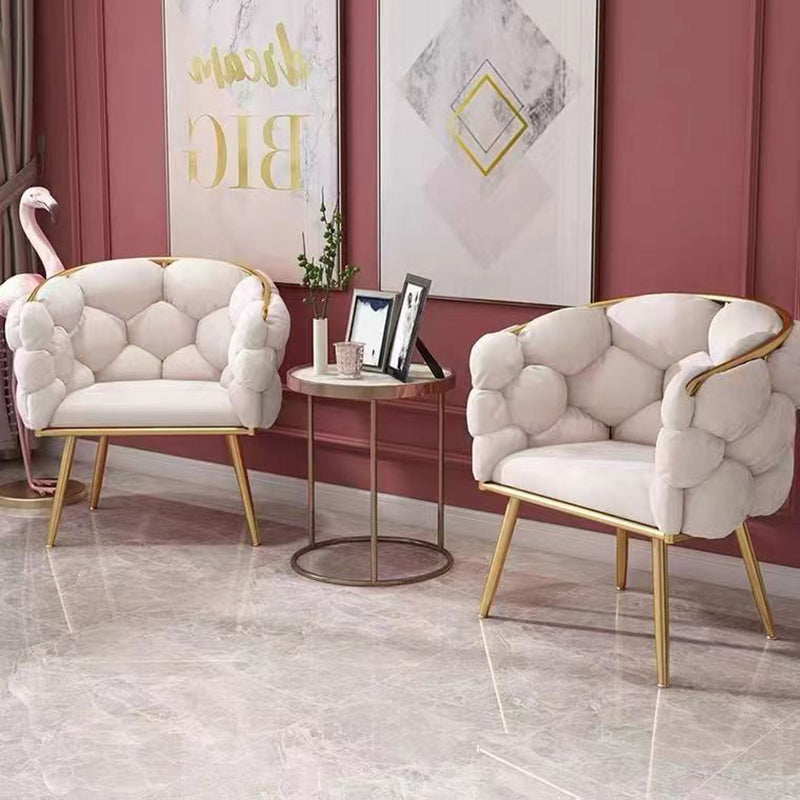 Half Round Bubble Fabric Metal Vanity Stool