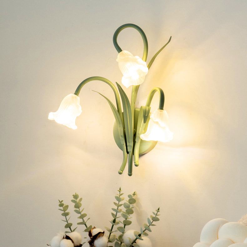 Contemporary Floral Iron Glass Sconce