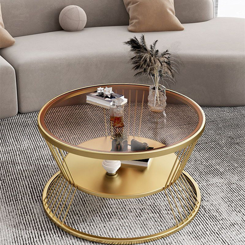 Modern Tempered Glass 2-Tier Coffee Table