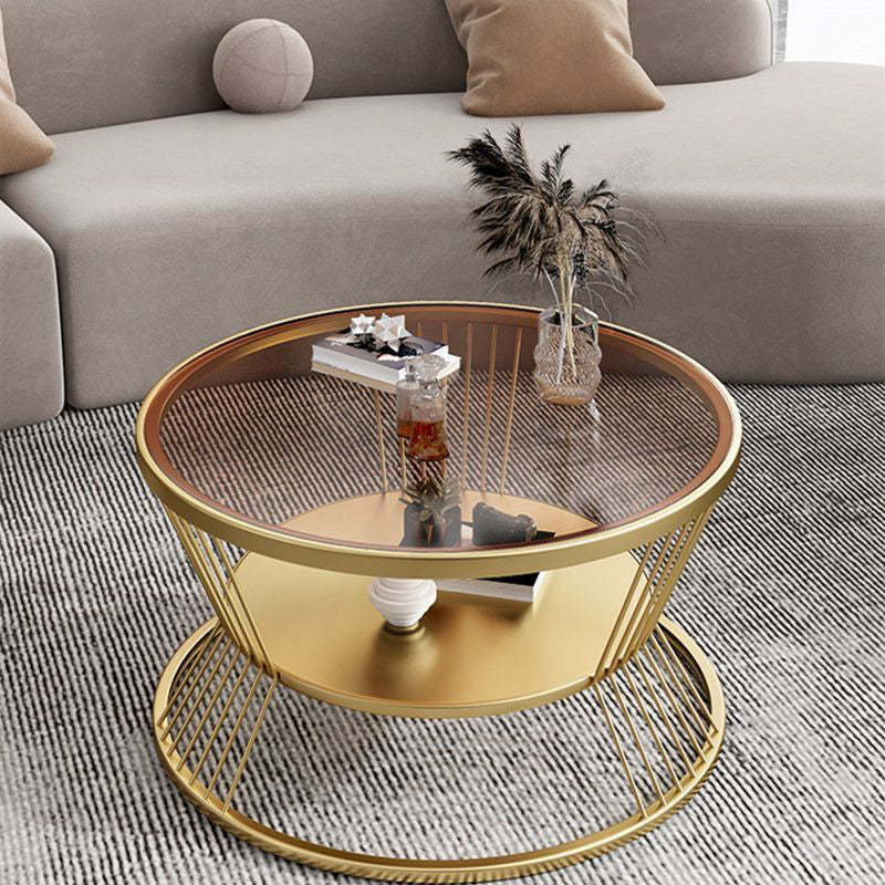 Modern Tempered Glass 2-Tier Coffee Table