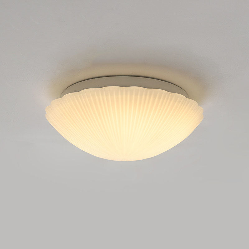 Modern French Cream Shell Glass LED Flush Mount Light