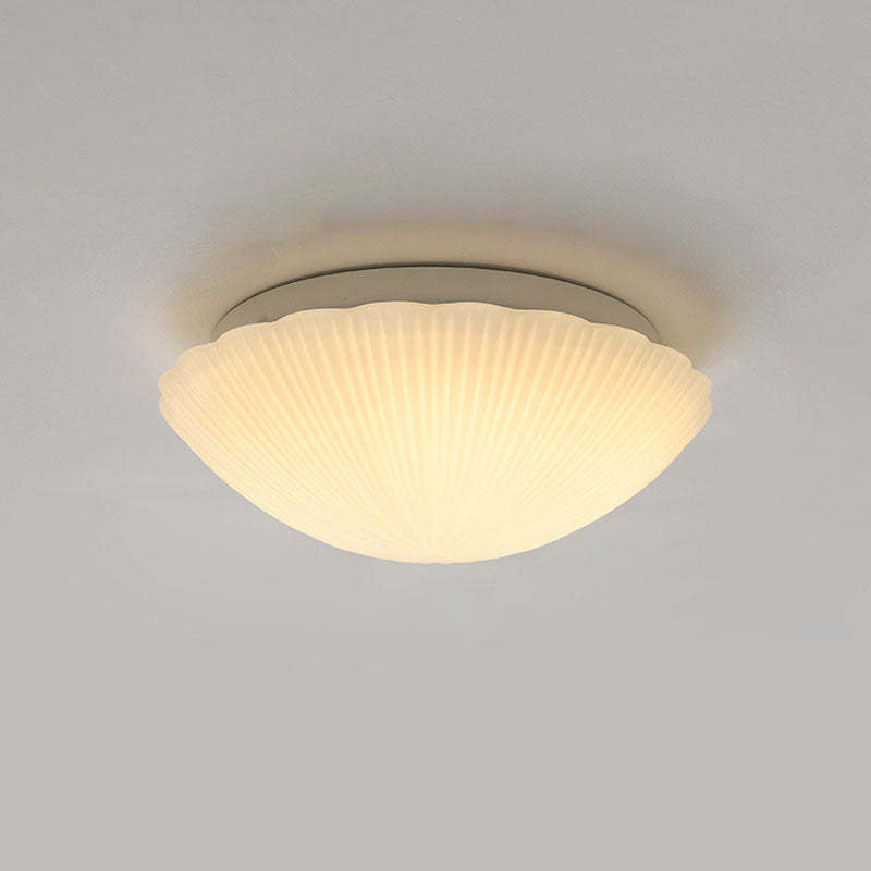 Modern French Cream Shell Glass LED Flush Mount Light