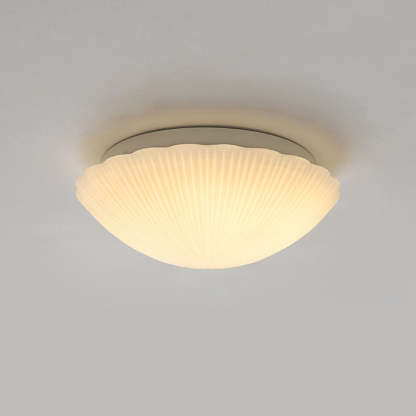 Modern French Cream Shell Glass LED Flush Mount Light