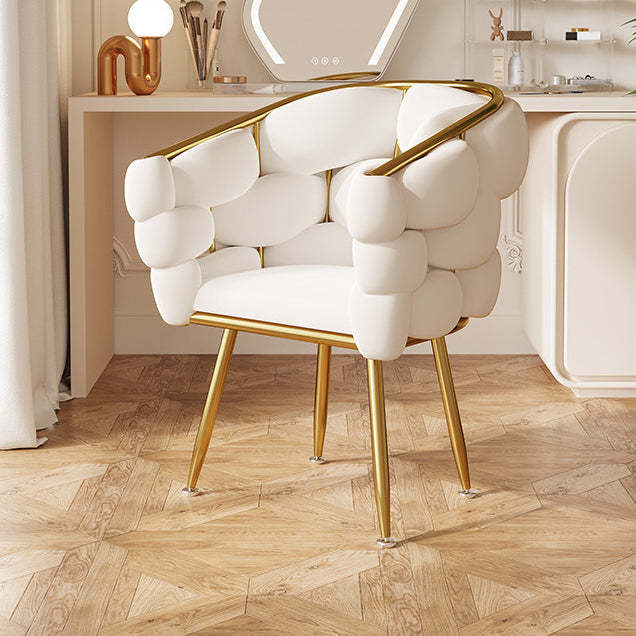 Cream Bubble Velvet Metal Vanity Stool — Gray