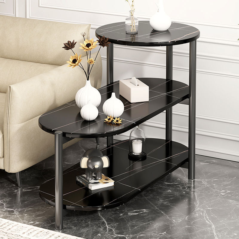 Minimalist Oval Iron 3-Tier End Table