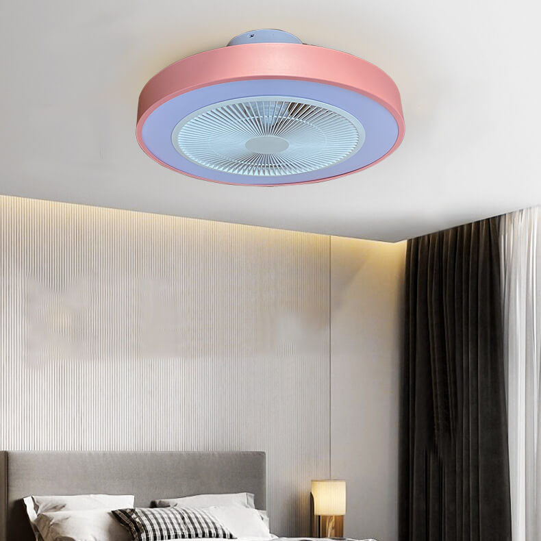 Minimalist Iron Copper LED Flush Mount Ceiling Fan Light