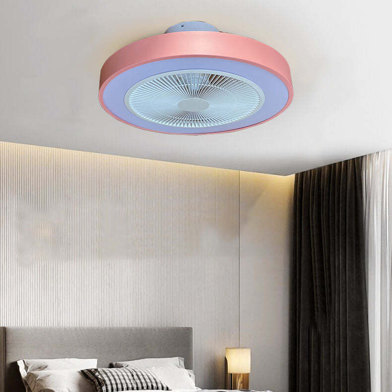 Minimalist Iron Copper LED Flush Mount Ceiling Fan Light