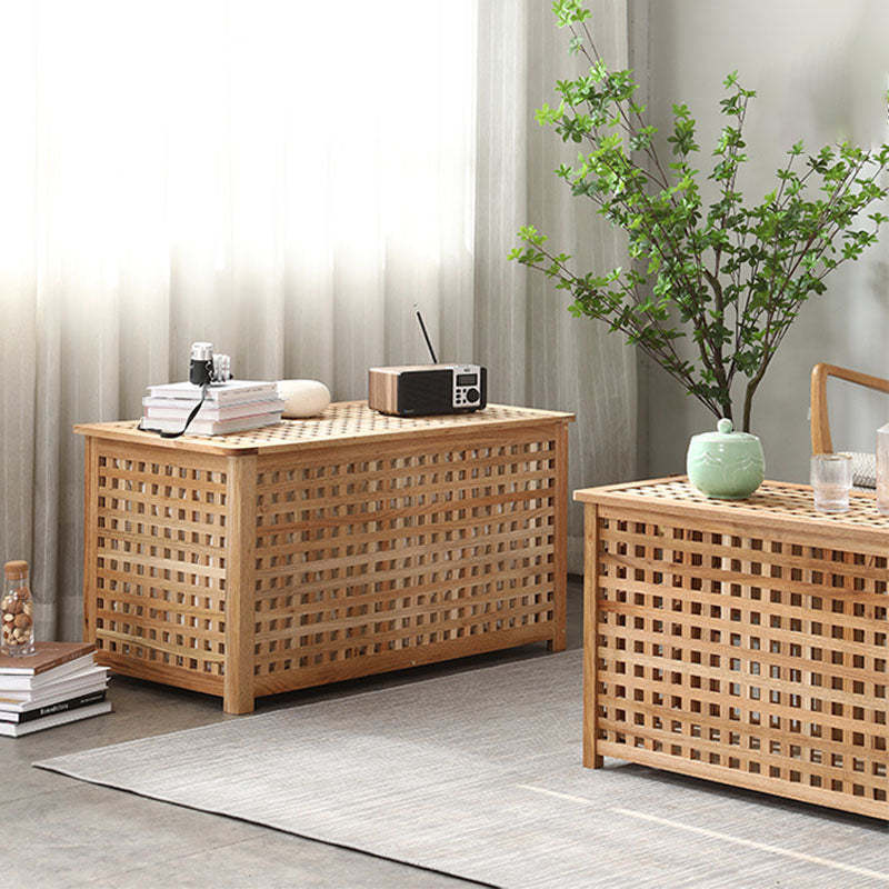 Japanese Square Wood Metal Coffee Table — Rectangular - Small