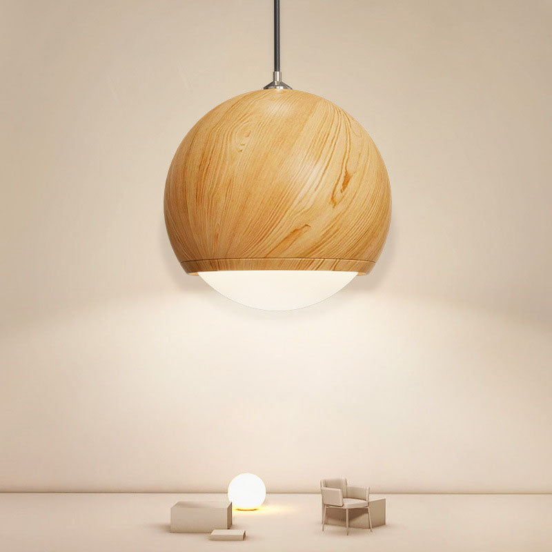 Japanese Wood Grain Oval Iron Pendant Light