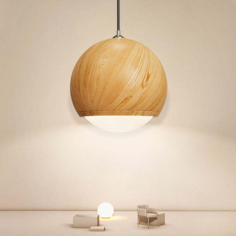 Japanese Wood Grain Oval Iron Pendant Light