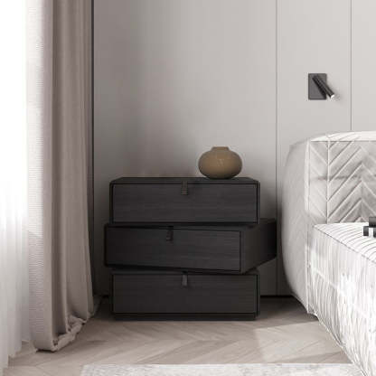 Nordic Wood Rotatable 3-Drawer Nightstand