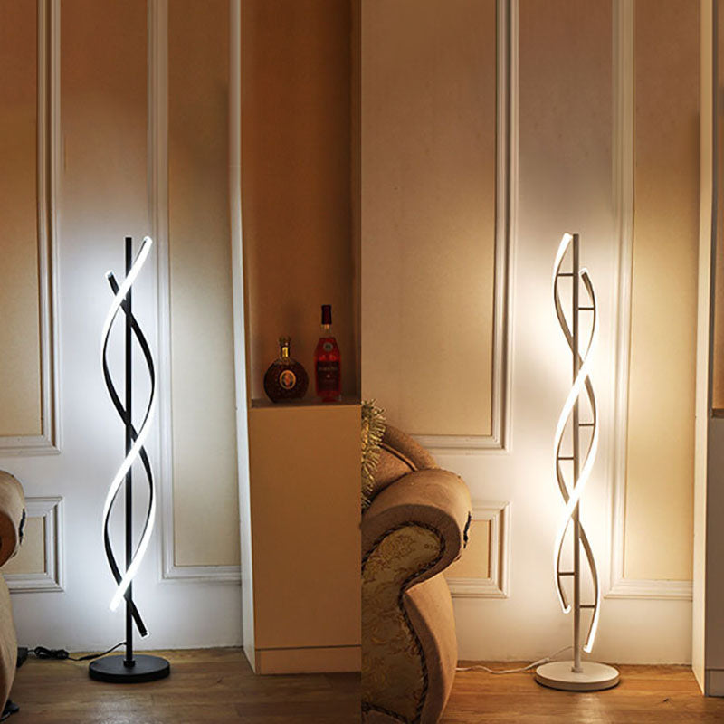 Minimalist Spiral LED Floor Lamp — Black / 3 Colors Changeable (Warm/Neutral/White) / 110V-120V For US/CA