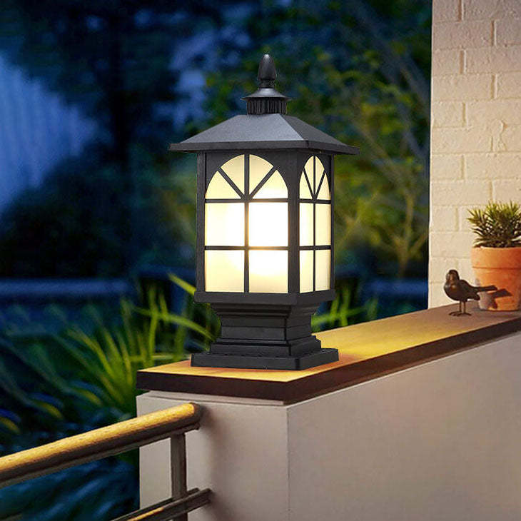 Chinese Frosted Aluminum Cage Post Landscape Light