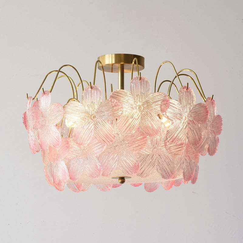 French Iron Round Flower 5/6-Light Ceiling Light