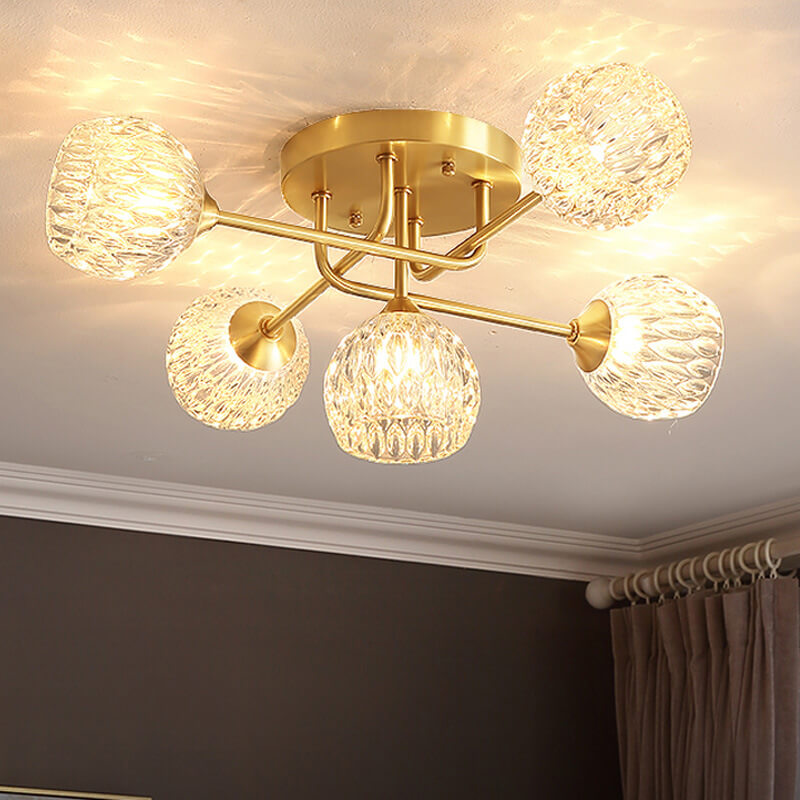Mid-Century Copper 5-Light Ceiling Light — 220V-240V For UK/AU