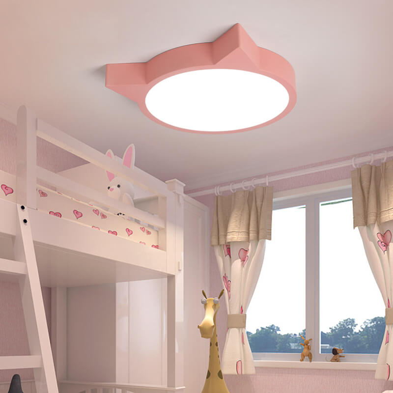 Nordic Macaron Cat LED Kids Flush Mount Light
