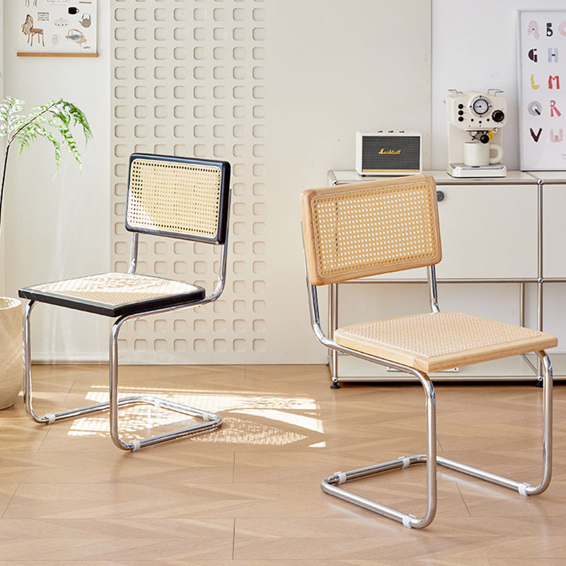 Scandinavian Curved Rattan Iron Dining Chair