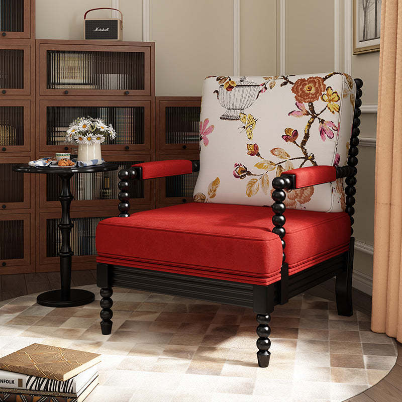 Retro Rubber Wood Velvet Accent Chair