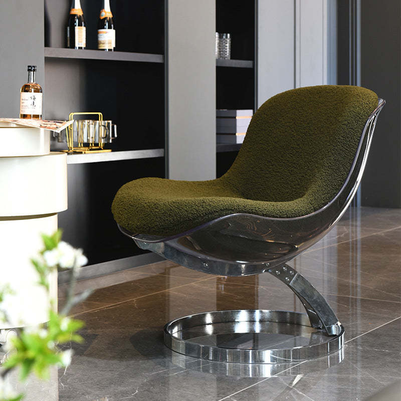 Scandinavian Wraparound Lambswool Curved Accent Chair