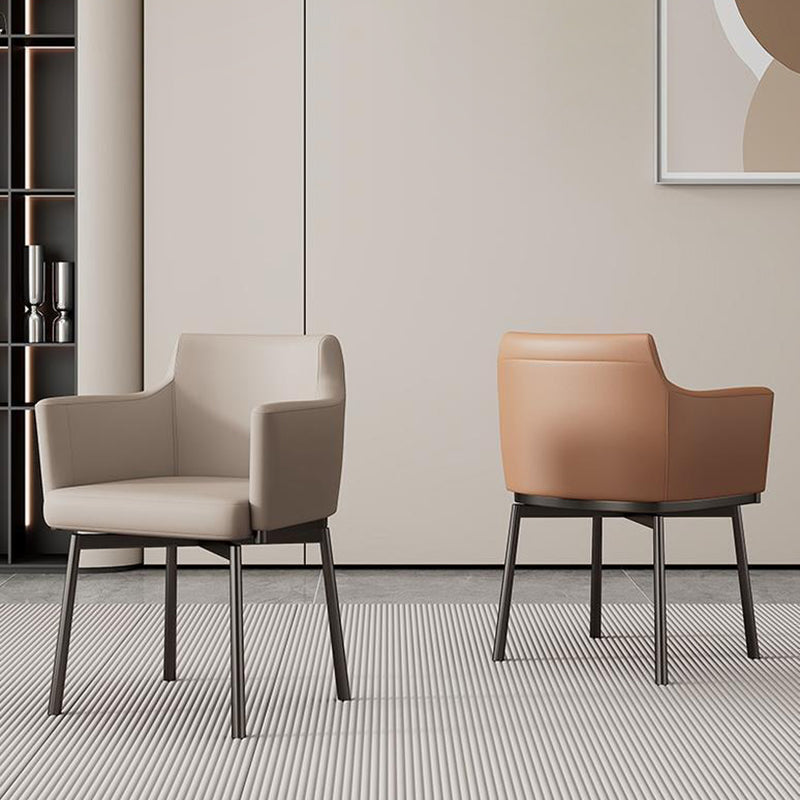Minimalist Upholstered Leather Metal Dining Chair