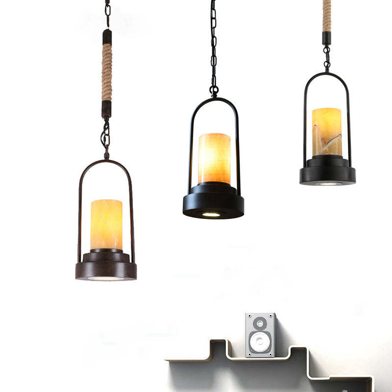 Vintage Industrial Candle Hemp Wire LED Pendant Light