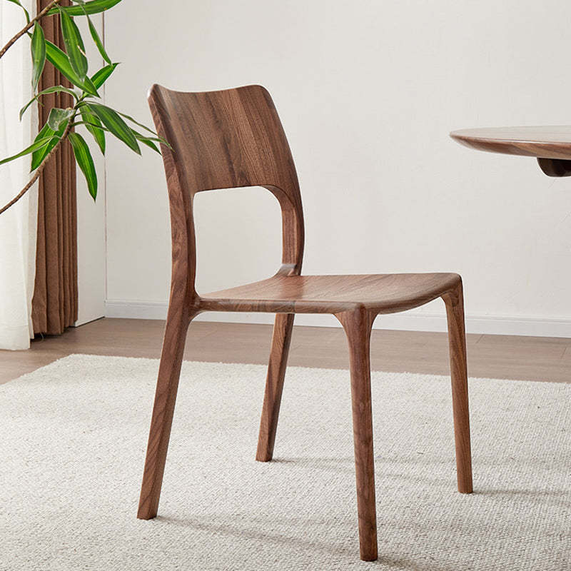 Retro Walnut Square Dining Chair