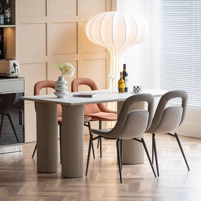 Scandinavian Curved Leather Tapered Leg Dining Chair
