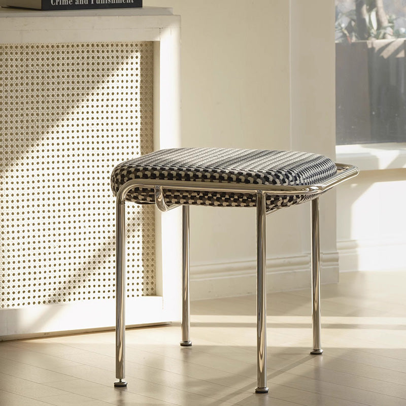 Scandinavian Backless Upholstered Vanity Stool — Colorful - Cotton And Linen