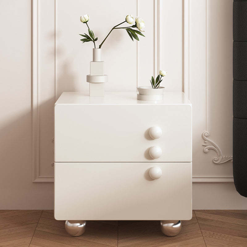 Contemporary Wood Orb Rectangular Nightstand 2-Drawer — Pink
