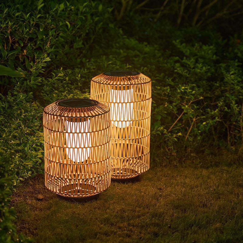 Minimalist Solar Iron Rattan Cage LED Landscape Light