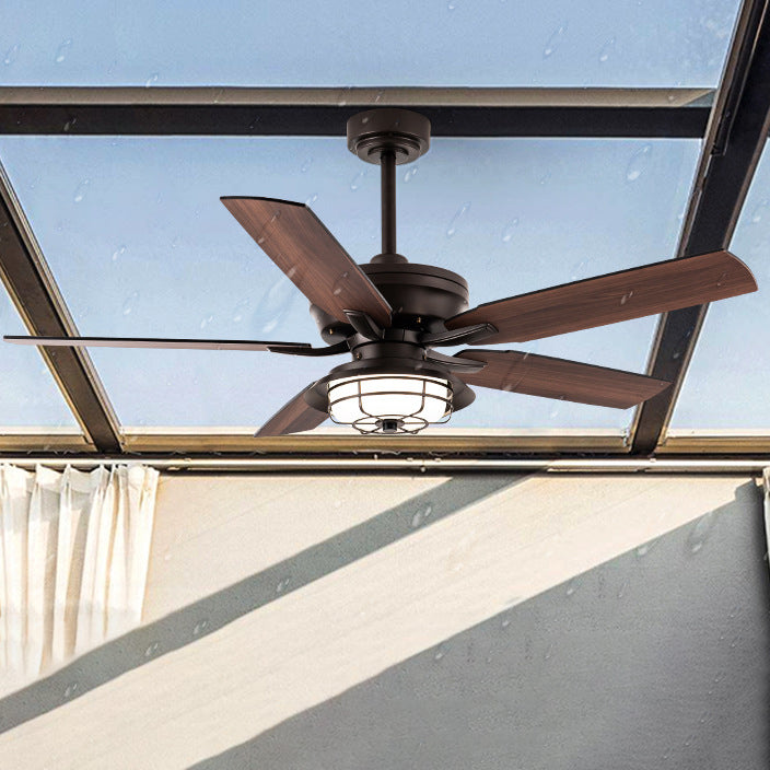 Industrial Wood Blade Ceiling Fan Light