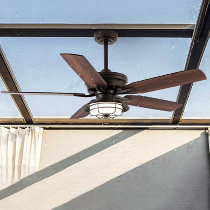 Industrial Wood Blade Ceiling Fan Light