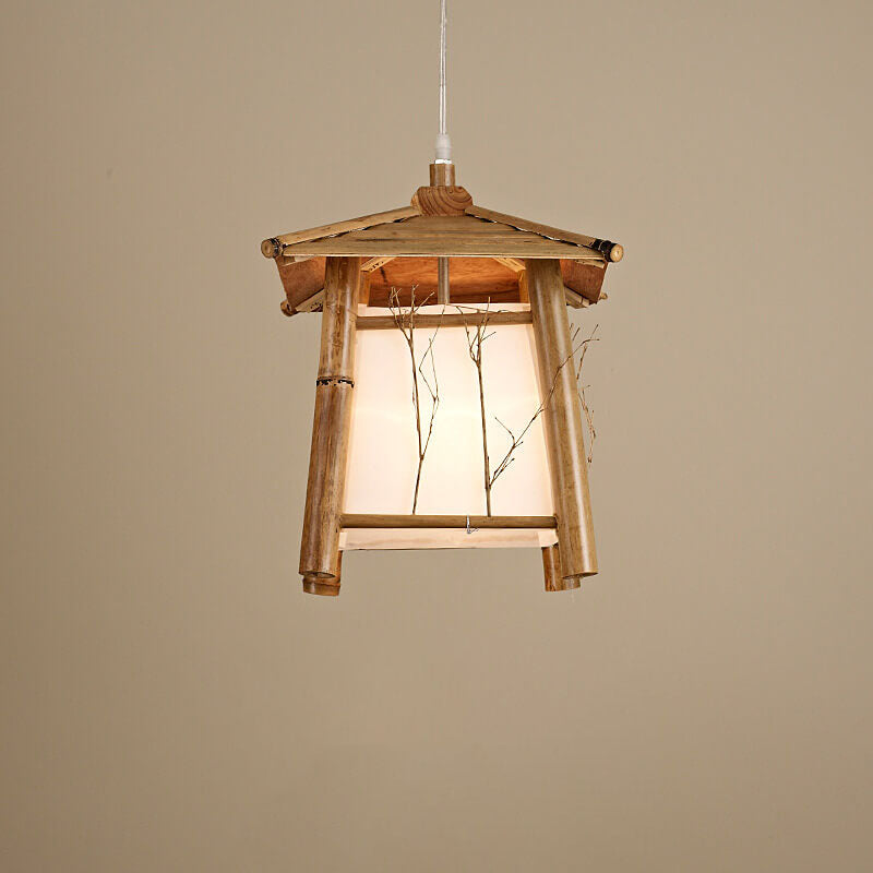 Japanese Rustic Bamboo Woven Pendant Light