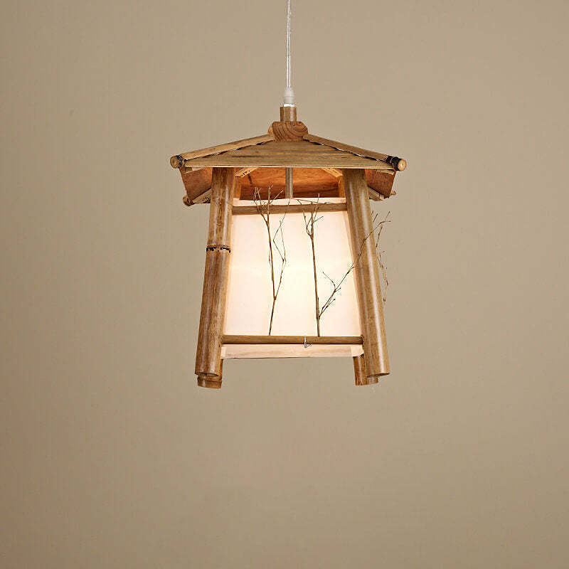 Japanese Rustic Bamboo Woven Pendant Light