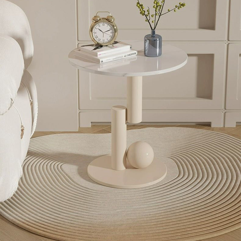 Contemporary Cylinder Orb Rock Slab Steel Coffee Table